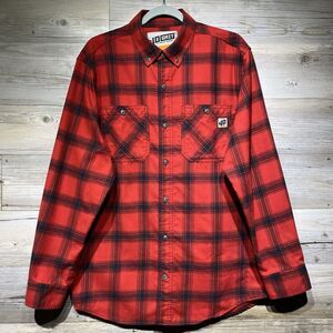 Duluth 40 Grit Flannel Shirt Mens Large Red Black Plaid Long Sleeve Button Down